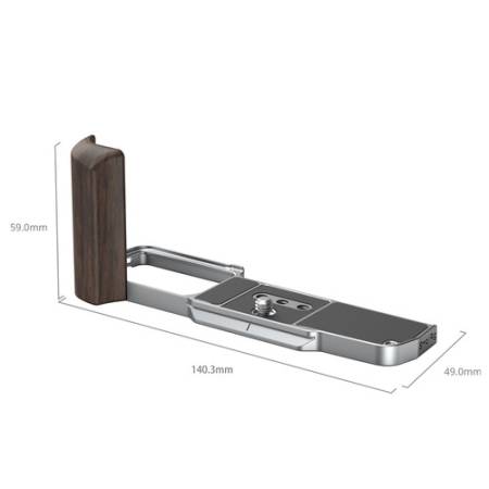 SmallRig 5563 - montażowa płytka L-kształtna + drewniany uchwyt, do OM System OM-3, wymiary i zawartość